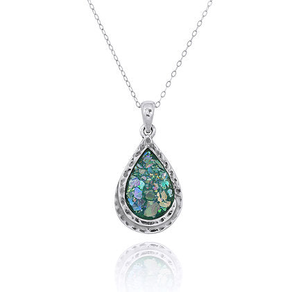 Tear Drop Shape Roman Glass Pendant